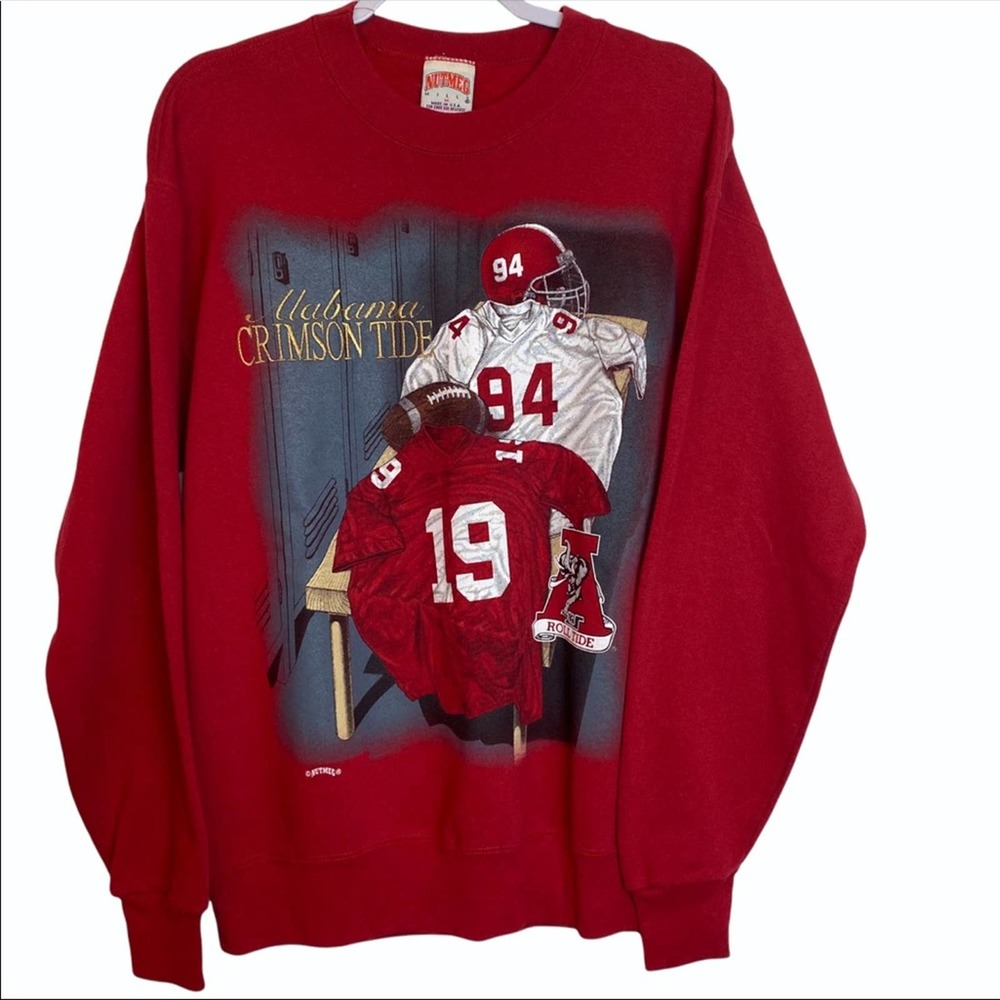 Vintage University of Alabama Crimson Tide Football Sweatshirt Red Medium VTG